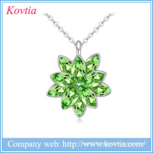 2015 fashion jewelry fine china emerald stone pendant necklace Austrian crystal necklace